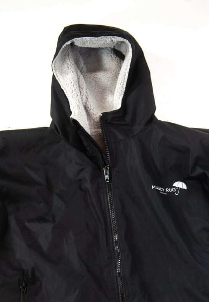 black muddy rug warm robe with hood