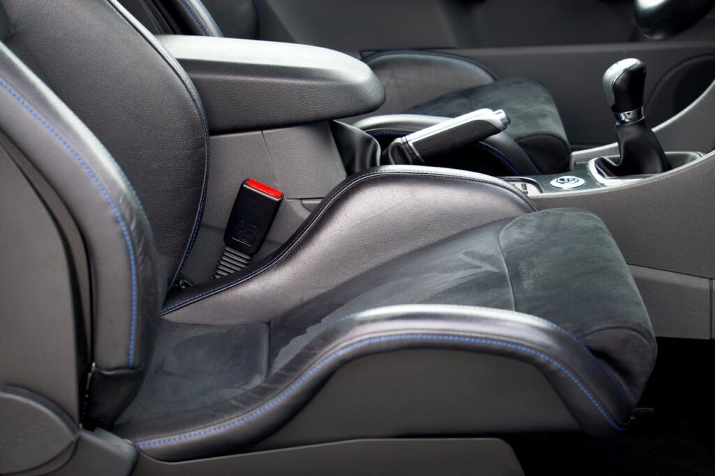 clean black car seats